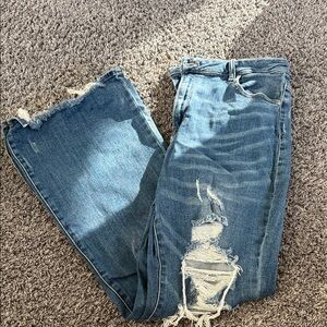 Casual Blue Distressed Boyfriend Jeans